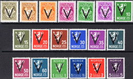 Norway 1941 Victory Set NO Wmk Unmounted Mint. - Unused Stamps