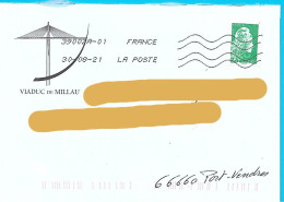 Marianne L'engagée Lettre Verte Gommée Phil@poste Sur Env Viaduc De Millau Toshiba - 2018-2023 Marianne L'Engagée