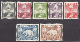 Greenland 1938 Polar Bear Mi#1-7 Mint Hinged - Nuovi