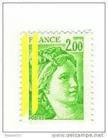 Sabine 2fr Vert Jaune YT 1977c Avec 2 Bandes Phospho à Gauche. Superbe, Voir Le Scan. Cote YT : 15 €. - Unused Stamps