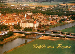 73953252 Torgau Fliegeraufnahme Mit Alter Und Neuer Elbebruecke - Torgau