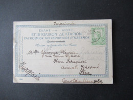 Griechenland 1905 PK Paysan De Corfu / Korfu Nach Constantinople Gesendet / Poste Restante Vermerk - Cartas & Documentos