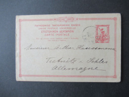 Griechenland 1902 Ganzsache / Bild PK Souvenir De Athenes L'Acropole NachTrebnitz In Schlesien Gesendet - Storia Postale