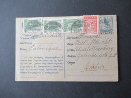 Griechenland 1921 GA Feldpostkarte Aus Der Heimat P1 Mit 4x Zusatzfrankatur Nach Berlin Charlottenburg Gesendet - Ganzsachen