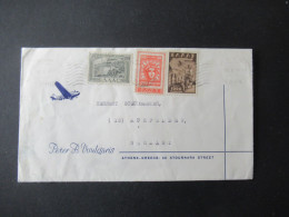 Griechenland 1949 Luftpost Umschlag Mit Flugzeug / Verschlepte Griechische Kinder Mi.Nr.561 MiF Nach Mürfelden Gesendet - Covers & Documents