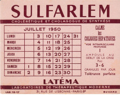 BUVARD & BLOTTER -  Pharmacie - SULFARLEM - Calendrier Juillet 1950 - Drogerie & Apotheke