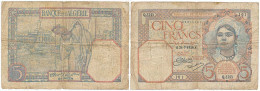 Billet De La Banque De L'Algérie Cinq Francs A. 24-7-1929 - Algeria