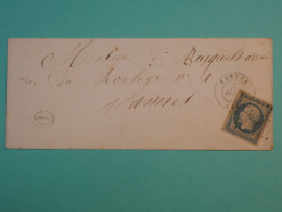 DH16 FRANCE  BELLE  LETTRE RR 1856   VANNES   +CACHET D DE COMMUNE++ +  N°14 +AFF. INTERESSANT+++ - 1849-1876: Période Classique