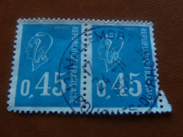 Type Marianne De Béquet - 45c. - Yt 1663 - Bleu - Double Oblitérés - Année 1971 - - 1971-1976 Marianne (Béquet)