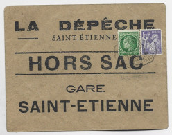 MAZELIN 80C + IRIS 1FR20  LETTRE HORS SAC ST ETIENNE 1945  AU TARIF - 1945-47 Ceres De Mazelin