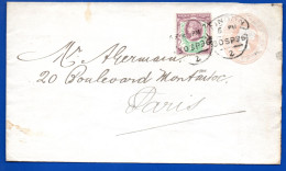 2395. U.K.1896 1d UPRATED STATIONERY TO FRANCE - Brieven En Documenten