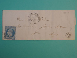 DH16 FRANCE  BELLE  LETTRE 1868 CASTILLON  + CACHET D  +NAPOLEON   N°29 +AFF. INTERESSANT+++ - 1849-1876: Classic Period