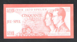 BANKBILJET 50 F - JACO SPELEN - JEUX - KIMEX BRUXELLES  - 12 Cm X 6 Cm  (BB 21) - [ 8] Fakes & Specimens