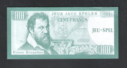 BANKBILJET 100 F - JACO SPELEN - JEUX - KIMEX BRUXELLES  - 14 Cm X 6,5 Cm  (BB 23) - [ 8] Specimen