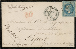 10 Janvier 1870 N°29 GC 491 De Blangy Du Calvados Vers Erfurt Prusse,voie De La Belgique,tarif Militaire Signé Calves - Guerra De 1870