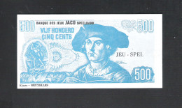 BANKBILJET 500 F - JACO SPEELBANK - BANQUE DE JEUX - KIMEX BRUXELLES  - 12,5 Cm X 6,5 Cm  (BB 25) - [ 8] Ficticios & Especimenes