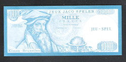 BANKBILJET 1000 F - JACO SPELEN - JEUX - KIMEX BRUXELLES  - 18 Cm X 7,5 Cm  (BB 28) - [ 8] Specimen