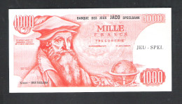 BANKBILJET 1000 F - JACO SPEELBANK - BANQUE DE JEUX - KIMEX BRUXELLES  - 14,5 Cm X 7,5 Cm  (BB 29) - [ 8] Specimen