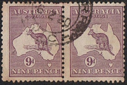 AUSTRALIA 1916 KGV 9d Violet Die II Horizontal Pair SG39 Used - Usati