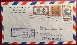 1961 Scarce Gold Stamp Lake Titicaca Pre-Colombian Art+Fundacion De La Paz Air Mail Cover>Sulzer, Winterthur (Bolivia - Bolivie