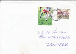 Poland Cover Sent To Denmark Wejherowo 1-7-2002 Topic Stamps Incl. Football - Lettres & Documents