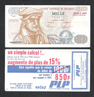 BANKBILJET 1000 F - VERKIEZINGSPROPAGANDA  VOTEZ  PLP - THEO  LEFEVRE   (BB 02) - [ 8] Fictifs & Specimens