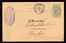 670/40 - Archive Louis MASELIS Roulers -  Entier Postal Armoiries FELUY-ARQUENNES 1904 - Cachet Jules Ghislain, Graines - Briefkaarten 1871-1909