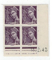 Timbre Lot De 4 Unités-  Mercure , 14 X 13 1/2 , 40 Centimes . - 1939-44 Iris