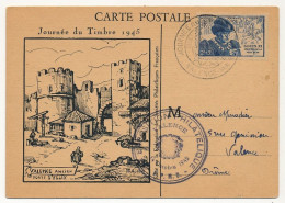 FRANCE - VALENCE - Carte Locale Journée Du Timbre 1945 Affr Louis XI - Stamp's Day