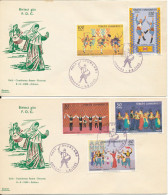 Turkey FDC Folklore Dance Birinci Gün Complete Set Of 5 On 2 Covers With Cachet - FDC