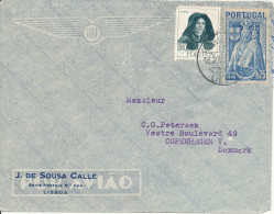 Portugal Air Mail Cover Sent To Denmark 1947?? The 3.50 E. Stamp Is Damaged - Covers & Documents