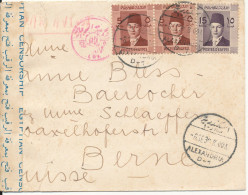 Egypt Censored Cover Sent To Switzerland Alexandria 6-9-1939 - Brieven En Documenten