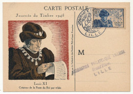 FRANCE => LILLE - Carte Officielle "Journée Du Timbre" 1945 Timbre Louis XI - Cartas & Documentos