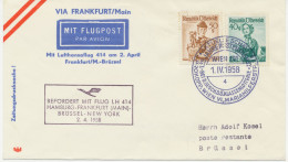 ÖSTERREICH 2.4.1958, Erstflug Deutsche Lufthansa Mit Flug LH 414 „HAMBURG – FRANKFURT (MAIN) – BRÜSSEL“, Selt. MITLÄUFER - Eerste Vluchten