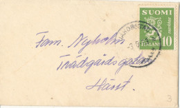 Finland Very Small Cover Jacobstad 3-8-1953 Size 5½ X 9½ Cm. Single Franked Lion Type - Storia Postale