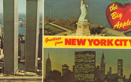 USANY 02 02 - NEW YORK - MULTIVUES (WORLD TRADE CENTER, STATUE OF LIBERTY, MID-TOWN MANHATTAN SKYLINE) - Tarjetas Panorámicas