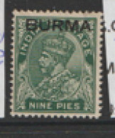 Burma  1937  SG 3  9 Pies  Mounted Mint - Birma (...-1947)