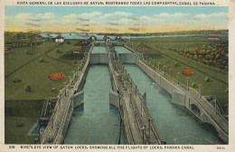 Vista General De Las Esclusas De Gatun, MostrandoTodas Las Compuertas, Canal De Panama  Gatun Locks - Panama