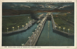 Las Esclusas De Miraflores A La Luz De La Luna, Camal De Panama  Miraflores Locks By Moonlight, Panama Canal - Panama