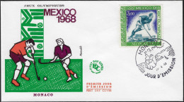 Monaco 1968 Y&T PA 92 Sur FDC. Jeux Olympiques De Mexico, Hockey Sur Gazon - Hockey (Veld)