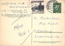 6148 HEPPENHEIM, Postgeschichte, Landpoststempel Wald-erlenbach über Heppenheim, 1961 - Heppenheim