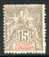 Réf 76 > ANJOUAN < N° 15 * Neuf Ch. - MH * ---- > Cote 40.00 € - - Unused Stamps