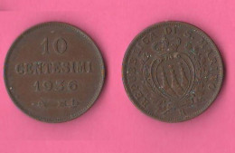 San Marino 10 Centesimi 1936  Rame Saint Marin 10 Cents    ∇ 4 - San Marino