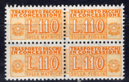 Italia (1955) - Pacchi In Concessione, 110 Lire Fil. Stelle 4° Tipo, Sass. 13/II ** - Consigned Parcels