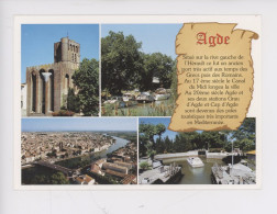 Delcampe - Agde, Multivues, Parchemin Histoire , Perle Noire De La Méditerranée (n°004 Méridionales) - Agde