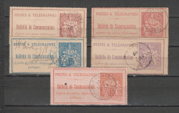 FRANCE 5 TIMBRES TELEPHONE OBLITERES DE 1897 - 1900   Cote : 56  € - Telegraaf-en Telefoonzegels