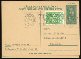 BUDAPEST 1938. Double Stationery Card - Entiers Postaux