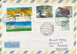 Brazil Air Mail Cover Sent To Denmark 24-5-1985 With Topic Stamps Including MAP - Posta Aerea