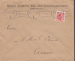 Denmark BRØDR. CLOËTTA. KGL. HOF-CHOCOLADEFABRIK (Chocolate) KØBENHAVN L. 1917 Cover Brief Brotype Ia ASSENS (Arr.) - Brieven En Documenten