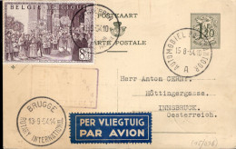Belgio (1954) - Intero Postale Aereo Da Brugge Per Innsbruck, Austria - Brieven En Documenten